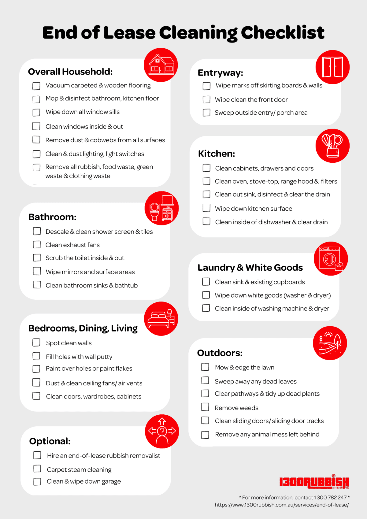 End of Lease Cleaning Checklist 1300 Rubbish