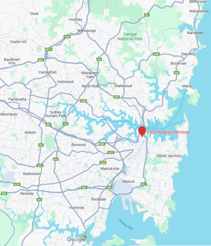 1300rubbish sydney map