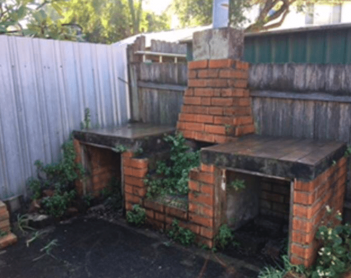 Old brick barbecue demolition and removal