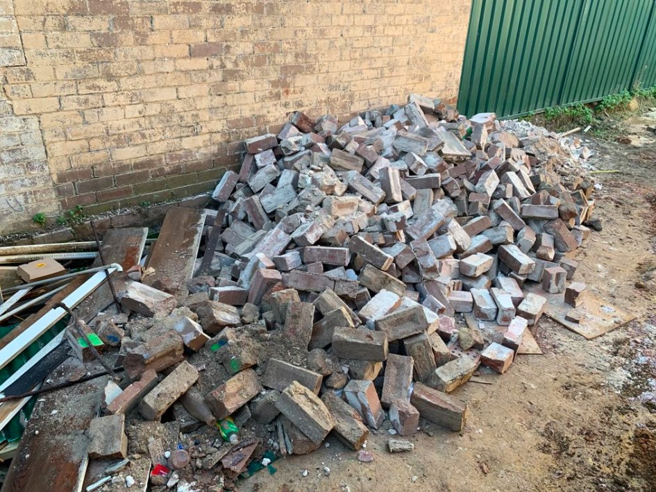 brick and rubble in a pile
